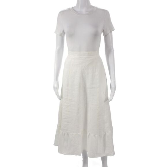 Reformation Dresses & Skirts - Reformation Womens A-Line White Linen Midi Skirt Size 4
